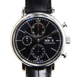 IWC Portofino Chronograph Black Dial Black Leather Strap Watch for Men - IW391008 Buy Now By IWC