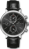 IWC Portofino Chronograph Black Dial Black Leather Strap Watch for Men - IW391008 Buy Now By IWC
