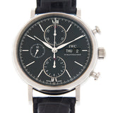 IWC Portofino Chronograph Black Dial Black Leather Strap Watch for Men - IW391008 Buy Now By IWC