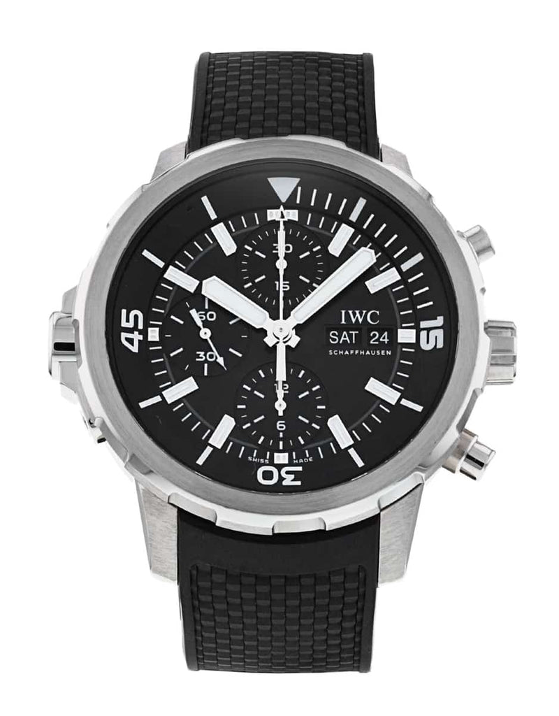 IWC Aquatimer Chronograph Black Dial Black Leather Strap Watch for Men - IW376803 Buy Now By IWC