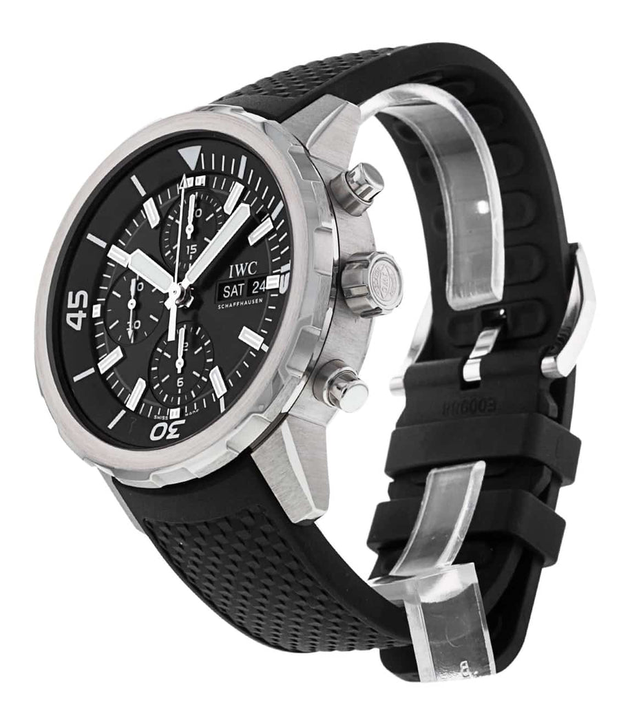 IWC Aquatimer Chronograph Black Dial Black Leather Strap Watch for Men - IW376803 Buy Now By IWC