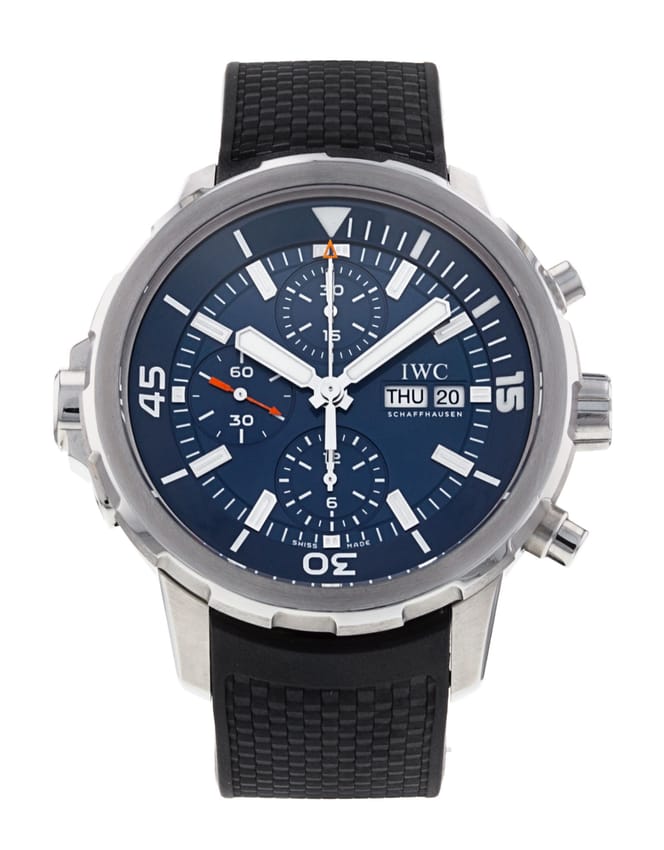 IWC Aquatimer Automatic Chronograph 44mm Blue Dial Black Rubber Strap Watch for Men - IW376805 Buy Now By IWC