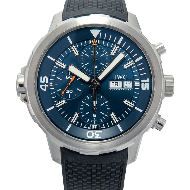 IWC Aquatimer Automatic Chronograph 44mm Blue Dial Black Rubber Strap Watch for Men - IW376805 Buy Now By IWC