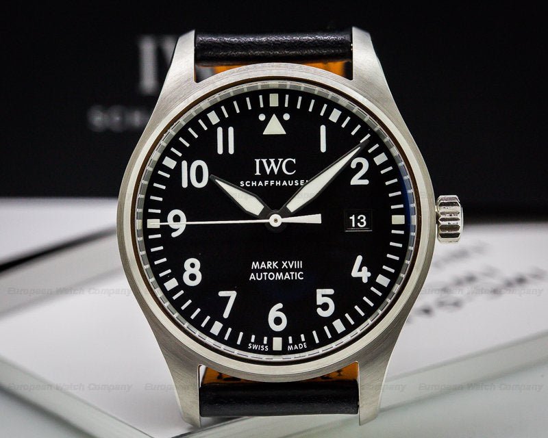 IWC Pilot's Mark XVIII 40mm Black Dial Black Leather Strap Watch for Men - IW327001 Buy Now By IWC