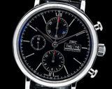 IWC Portofino Chronograph Black Dial Black Leather Strap Watch for Men - IW391008 Buy Now By IWC