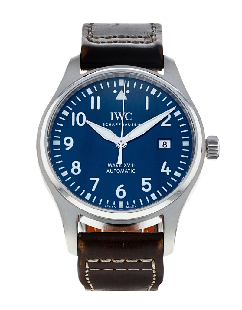 IWC Pilot's Mark XVIII Le Petit Prince Blue Dial Brown Leather Strap Watch for Men - IW327004 Buy Now By IWC