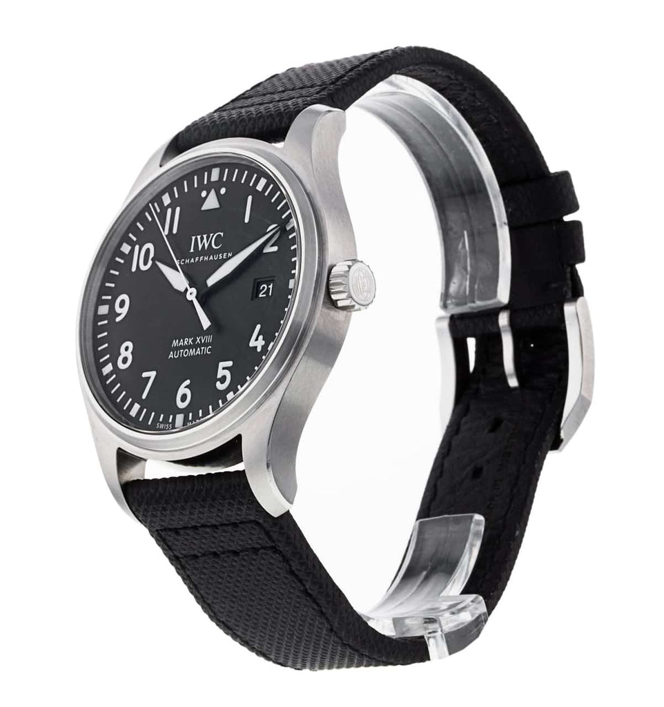 IWC Pilot's Mark XVIII 40mm Black Dial Black Leather Strap Watch for Men - IW327001 Buy Now By IWC