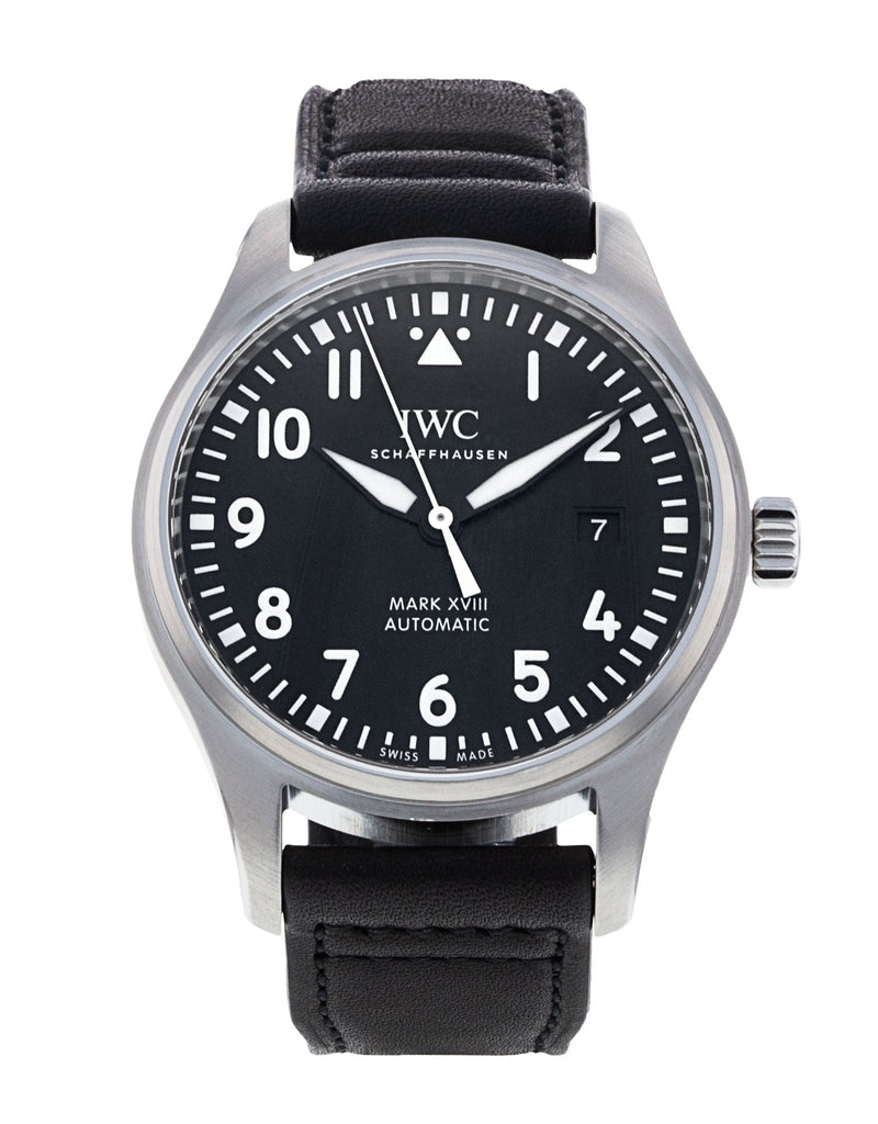 IWC Pilot's Mark XVIII 40mm Black Dial Black Leather Strap Watch for Men - IW327001 Buy Now By IWC