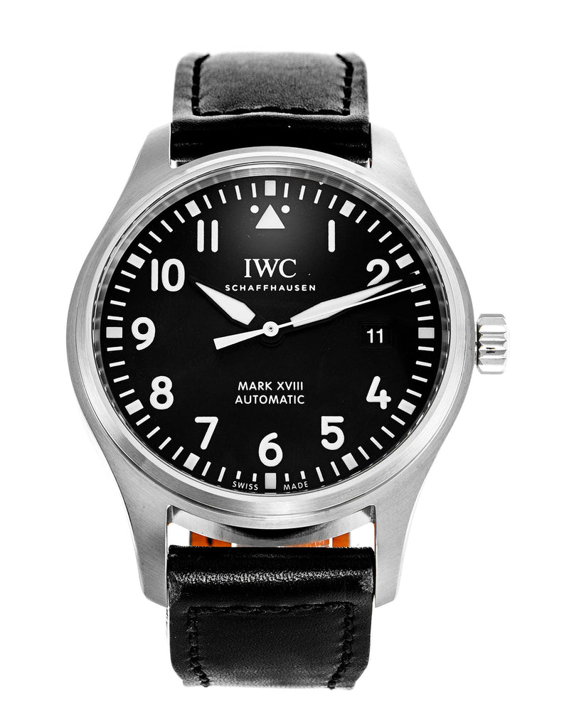 IWC Pilot's Mark XVIII 40mm Black Dial Black Leather Strap Watch for Men - IW327001 Buy Now By IWC
