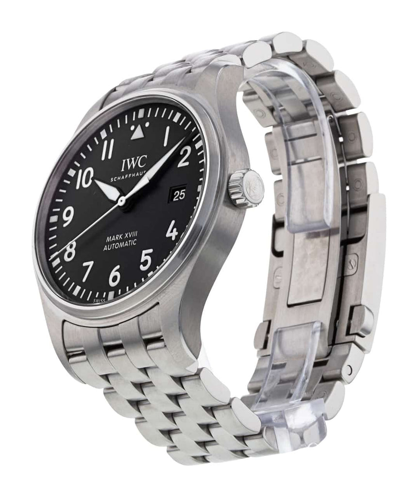 IWC Pilot’s Watch Mark XVIII Black Dial Silver Steel Strap Watch for Men - IW327015 Buy Now By IWC