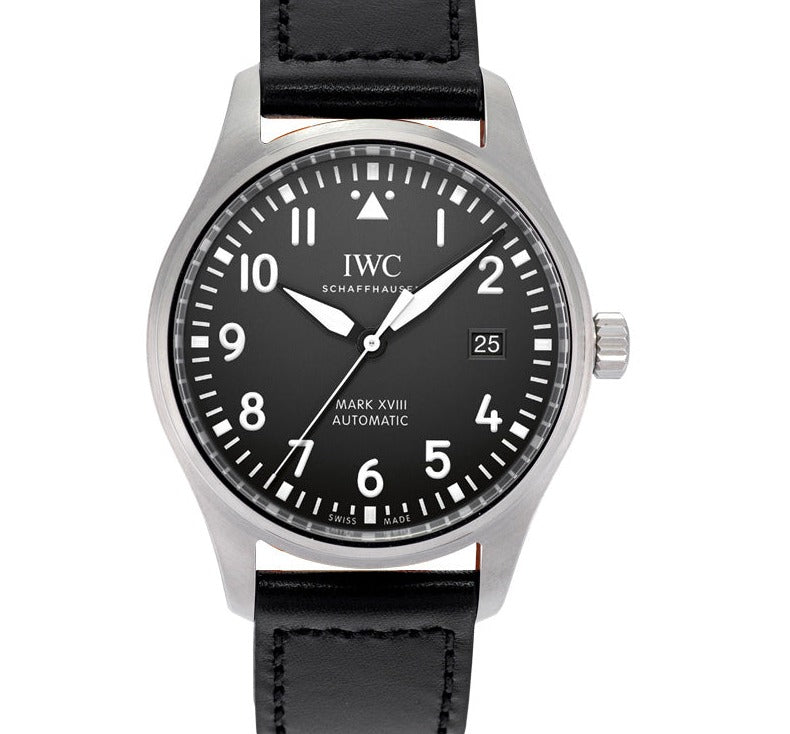 IWC Pilot's Mark XVIII 40mm Black Dial Black Leather Strap Watch for Men - IW327001 Buy Now By IWC