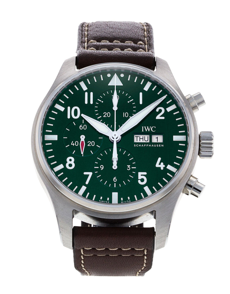 IWC Pilot's Watch Chronograph Edition Racing Green 43mm Green Dial Brown Leather Strap Watch for Men - IW377726 Buy Now By IWC