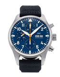 IWC Pilot's Automatic Chronograph 43mm Blue Dial Blue Calfskin Strap Watch for Men - IW377729 Buy Now By IWC