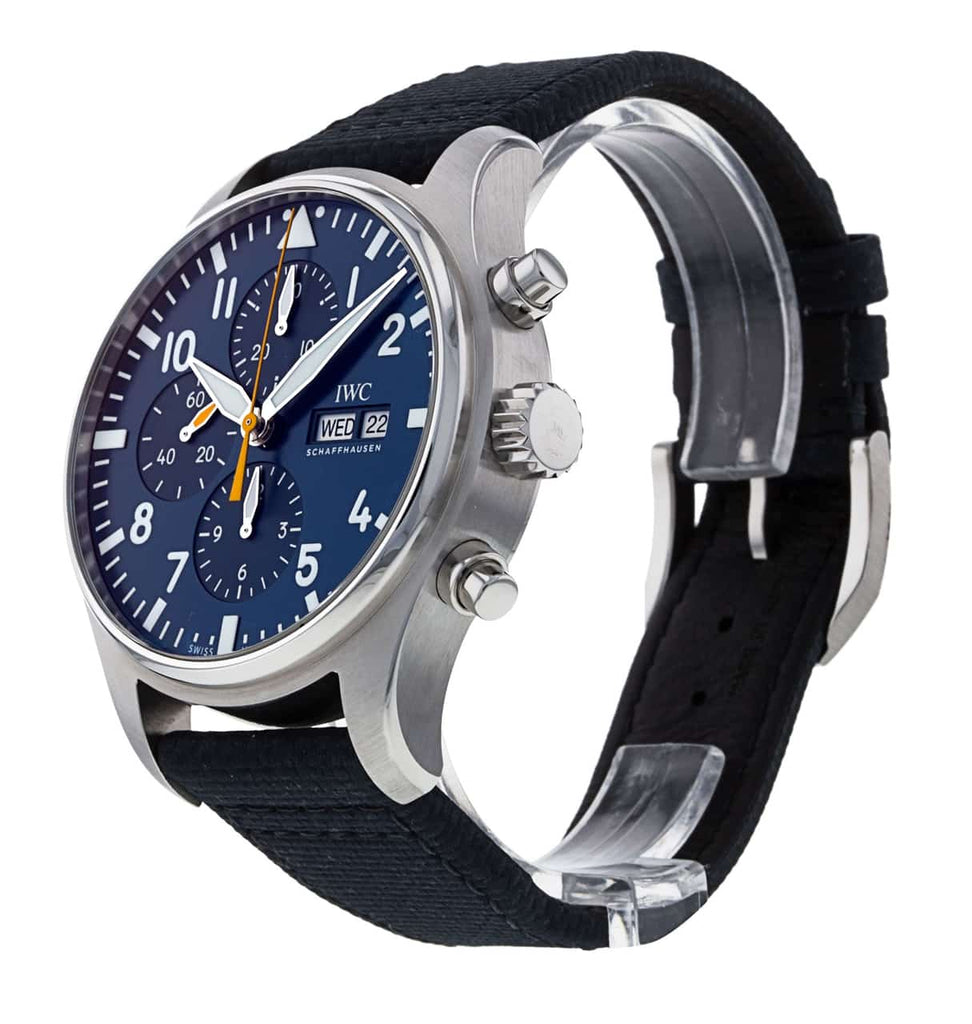 IWC Pilot's Automatic Chronograph 43mm Blue Dial Blue Calfskin Strap Watch for Men - IW377729 Buy Now By IWC