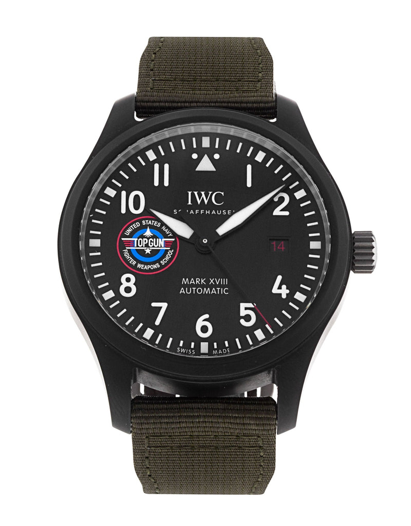 IWC Pilot’s Watch Mark XVIII Top Gun Edition “SFTI” Black Dial Green Nylon Strap Watch for Men - IW324712 Buy Now By IWC