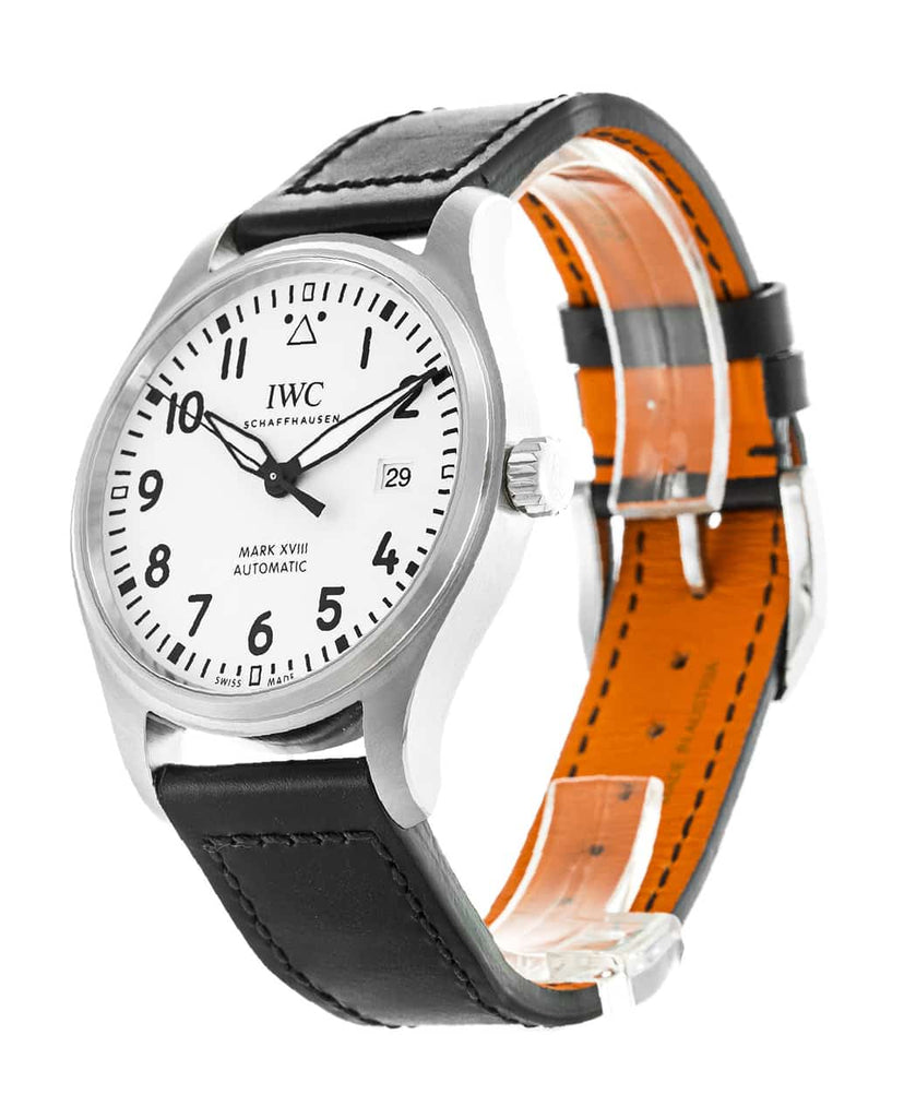 IWC Pilot's Watch Mark XVIII White Dial Black Leather Strap Watch for Men - IW327002 Buy Now By IWC