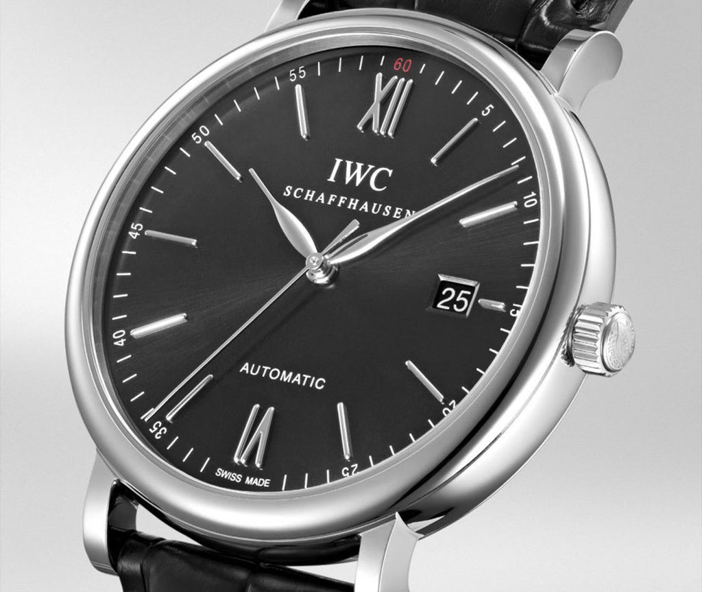 IWC Portofino Automatic Black Dial Black Leather Strap Watch for Men - IW356502 Buy Now By IWC