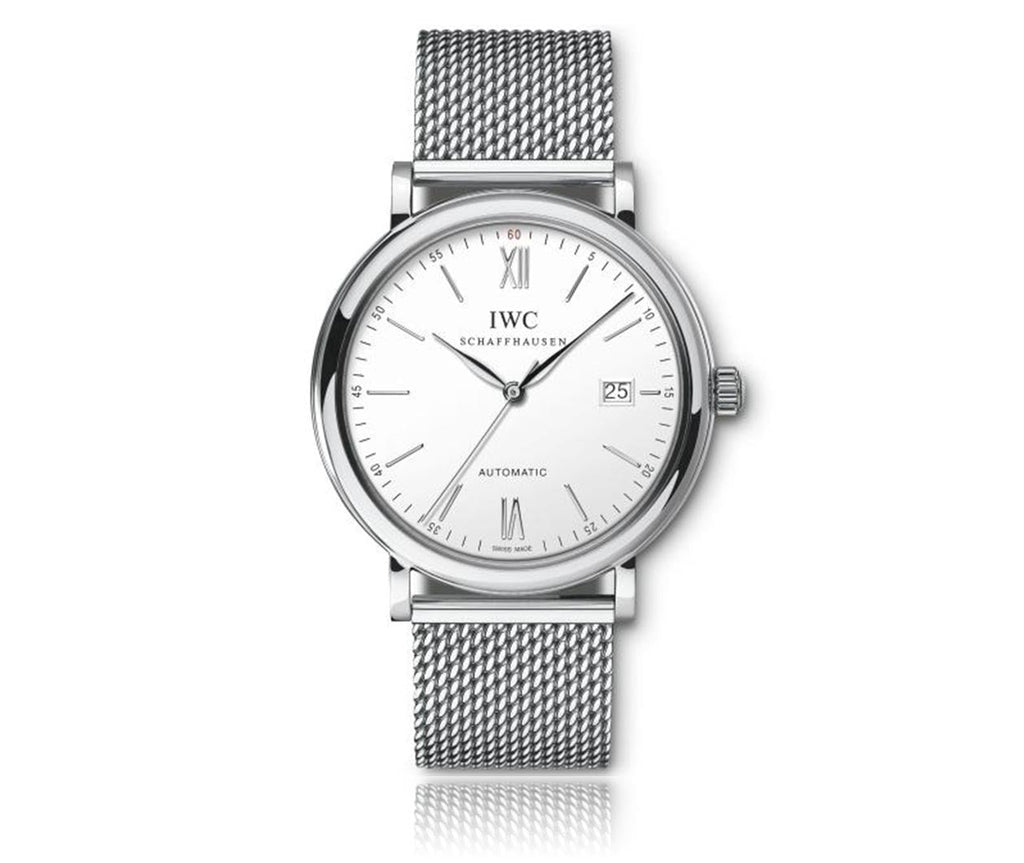 IWC Portofino Automatic White Dial Silver Mesh Bracelet Watch for Men - IW356505 Buy Now By IWC