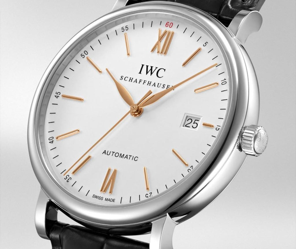 IWC Portofino Automatic White Dial Black Leather Strap Watch for Men - IW356517 Buy Now By IWC