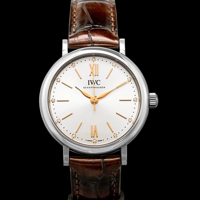 IWC Portofino Automatic Silver Dial Brown Leather Strap Watch for Women - IW357403 Buy Now By IWC