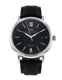 IWC Portofino Automatic Black Dial Black Leather Strap Watch for Men - IW356502 Buy Now By IWC