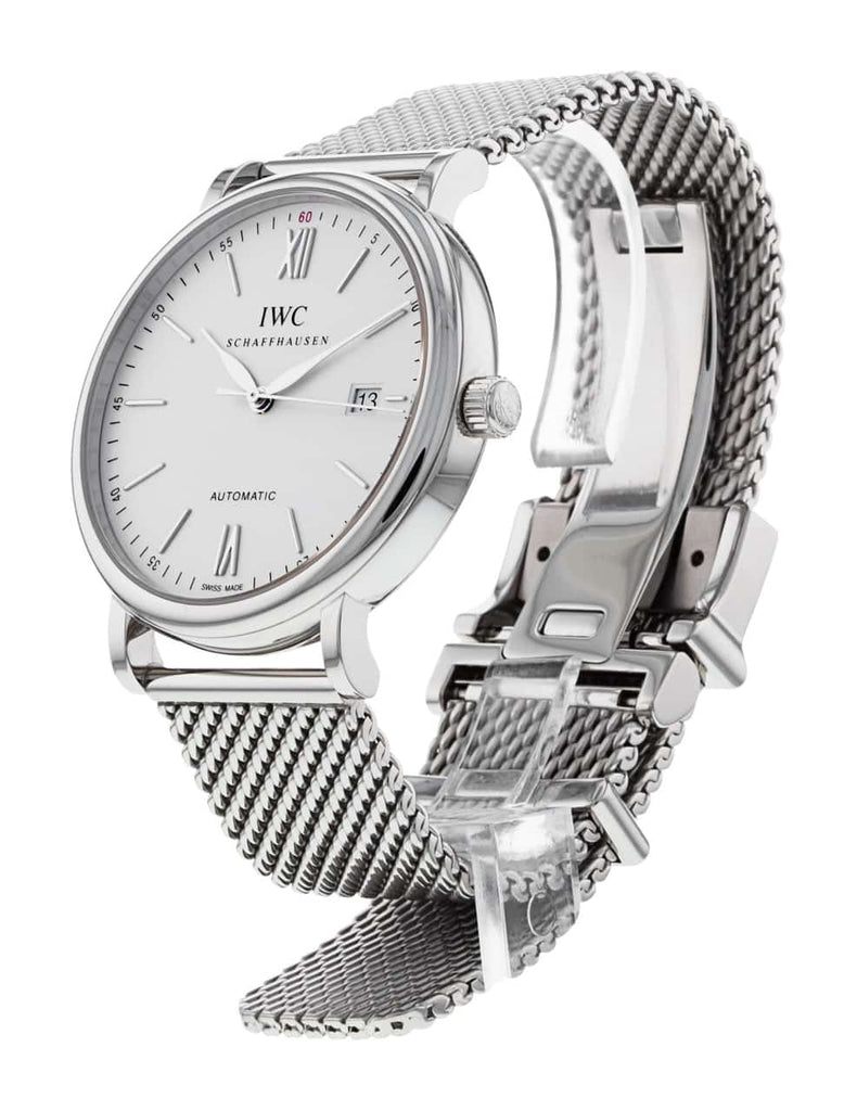 IWC Portofino Automatic White Dial Silver Mesh Bracelet Watch for Men - IW356505 Buy Now By IWC