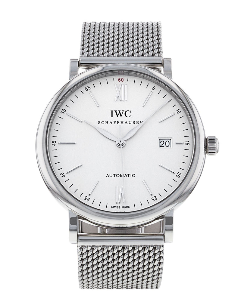 IWC Portofino Automatic White Dial Silver Mesh Bracelet Watch for Men - IW356505 Buy Now By IWC