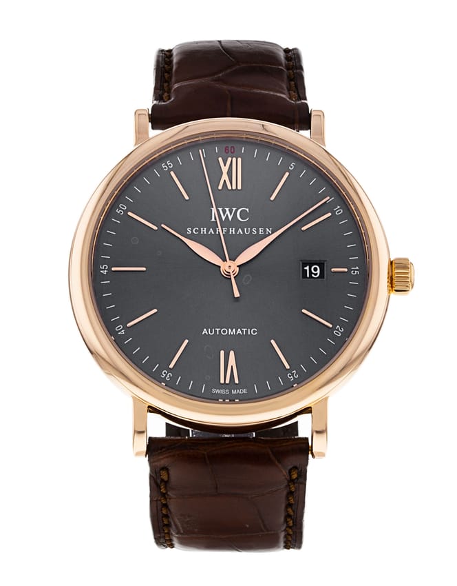 IWC Portofino Automatic Grey Dial Brown Leather Strap Watch for Men - IW356511 Buy Now By IWC