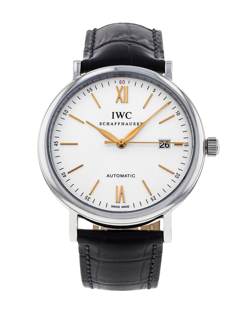 IWC Portofino Automatic White Dial Black Leather Strap Watch for Men - IW356517 Buy Now By IWC