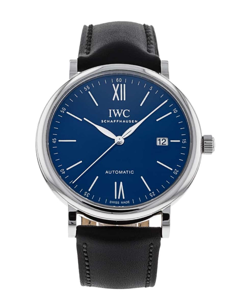 IWC Portofino '150 Years Edition' Automatic Blue Dial Black Leather Strap Watch for Men - IW356518 Buy Now By IWC
