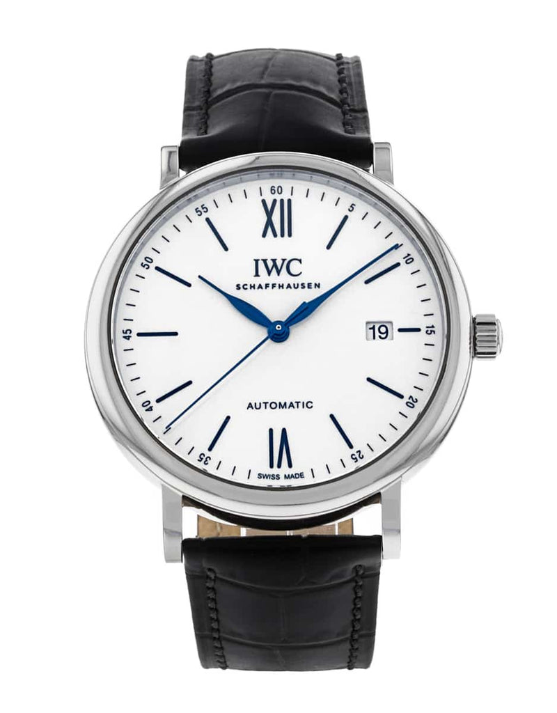 IWC Portofino Automatic '150 Years' Edition Automatic White Dial Black Leather Strap Watch for Men - IW356519 Buy Now By IWC