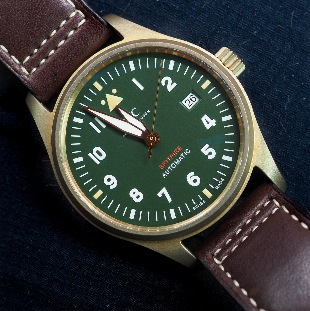 IWC Pilot's Watch Automatic Spitfire Green Dial Brown Leather Strap Watch for Men - IW326802 Buy Now By IWC