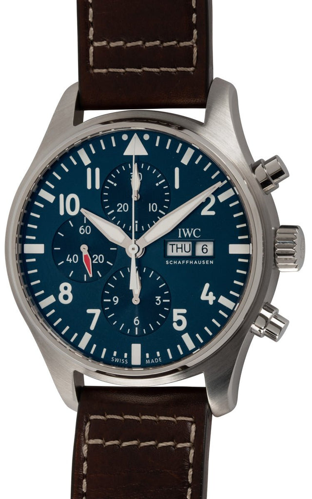 IWC Pilot’s Watch Chronograph Edition “Le Petit Prince” Blue Dial Brown Leather Strap Watch for Men - IW377714 Buy Now By IWC