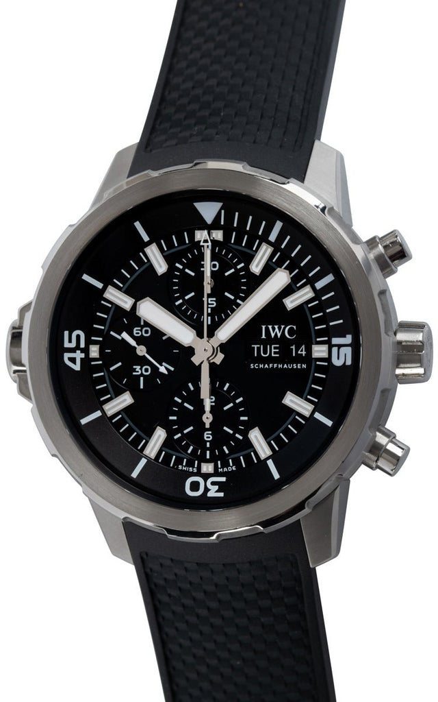 IWC Aquatimer Chronograph Black Dial Black Leather Strap Watch for Men - IW376803 Buy Now By IWC