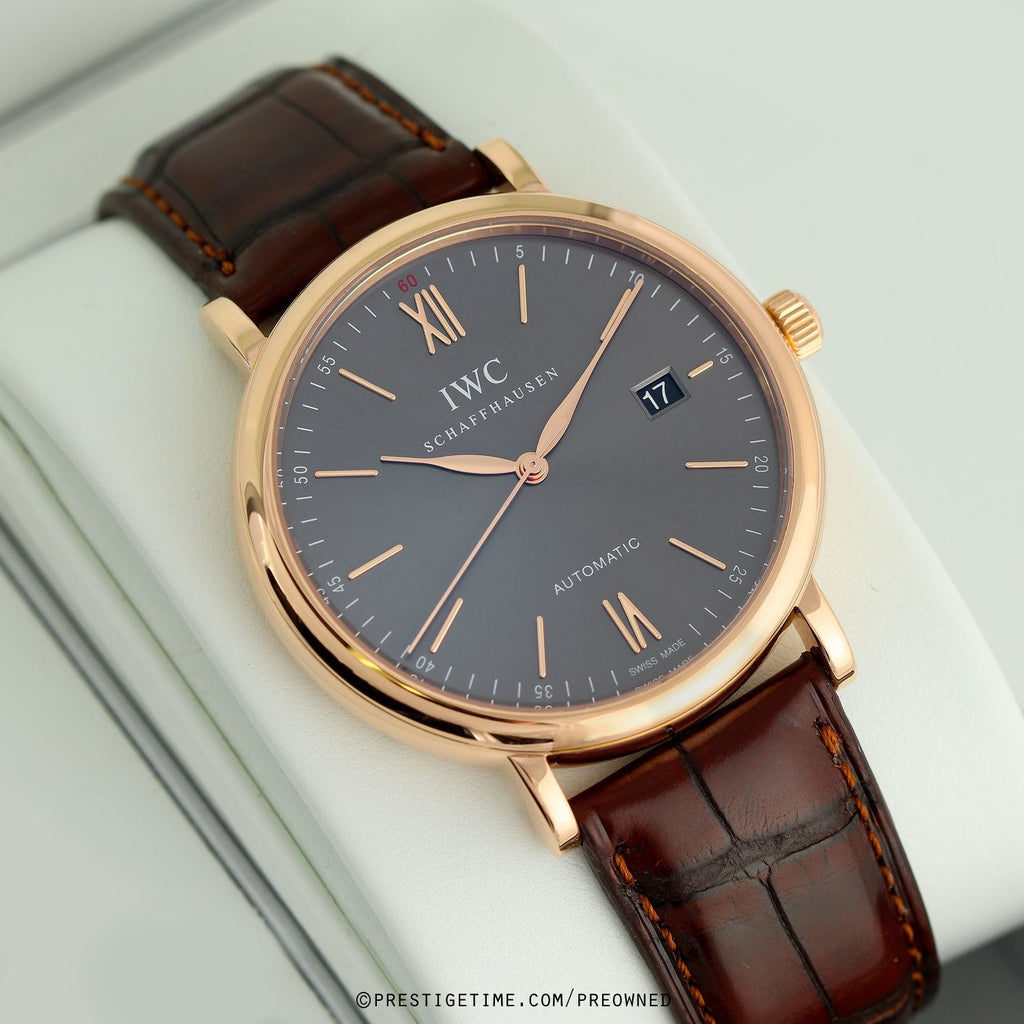 IWC Portofino Automatic Grey Dial Brown Leather Strap Watch for Men - IW356511 Buy Now By IWC