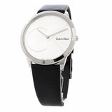 Calvin Klein Minimal Silver Dial Black Leather Strap Watch for Men - K3M211CY Buy Now By Calvin Klein