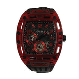 Guess Phoenix Multifunction Analog Red Dial Black Silicone Strap Watch For Men - GW0499G4 Buy Now By Guess
