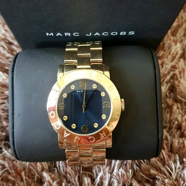 Marc Jacobs Amy Blue Dial Gold Steel Strap Watch for Women - MBM3166 Buy Now By Marc Jacobs