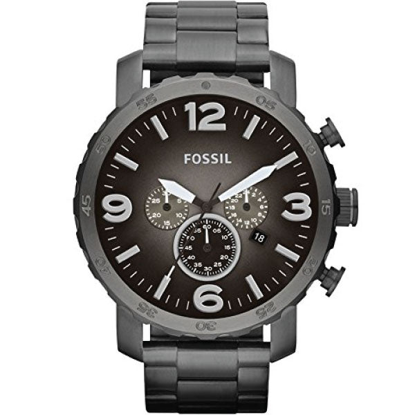 Fossil Nate Chronograph Gunmetal Dial Grey Steel Strap Watch for Men - JR1437 Buy Now By Fossil