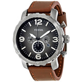Fossil Nate Chronograph Grey Dial Brown Leather Strap Watch for Men - JR1424 Buy Now By Fossil