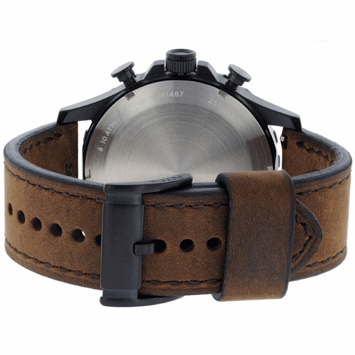Fossil Nate Chronograph Brown Dial Brown Leather Strap Watch for Men - JR1487 Buy Now By Fossil