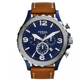 Fossil Nate Chronograph Navy Blue Dial Brown Leather Strap Watch for Men - JR1504 Buy Now By Fossil