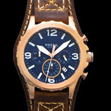 Fossil Nate Chronograph Blue Dial Brown Leather Strap Watch for Men - JR1505 Buy Now By Fossil