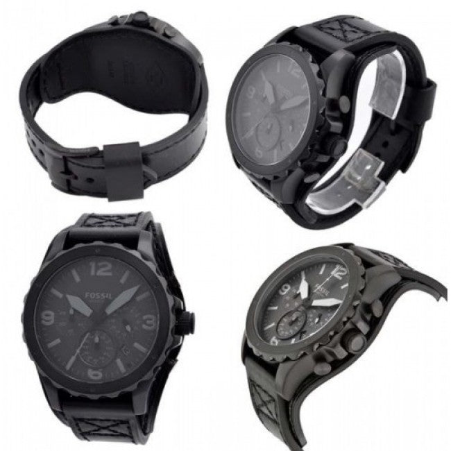 Fossil Nate Chronograph Black Dial Black Leather Strap Watch for Men - JR1510 Buy Now By Fossil