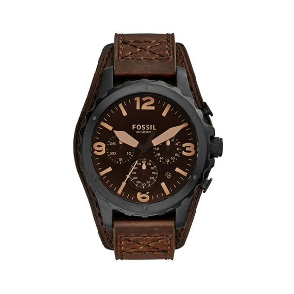Fossil Nate Chronograph Brown Dial Brown Leather Strap Watch for Men - JR1511 Buy Now By Fossil