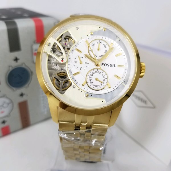 Fossil Townsman Chronograph Skeleton Gold Dial Gold Steel Strap Watch for Men - ME1137 Buy Now By Fossil