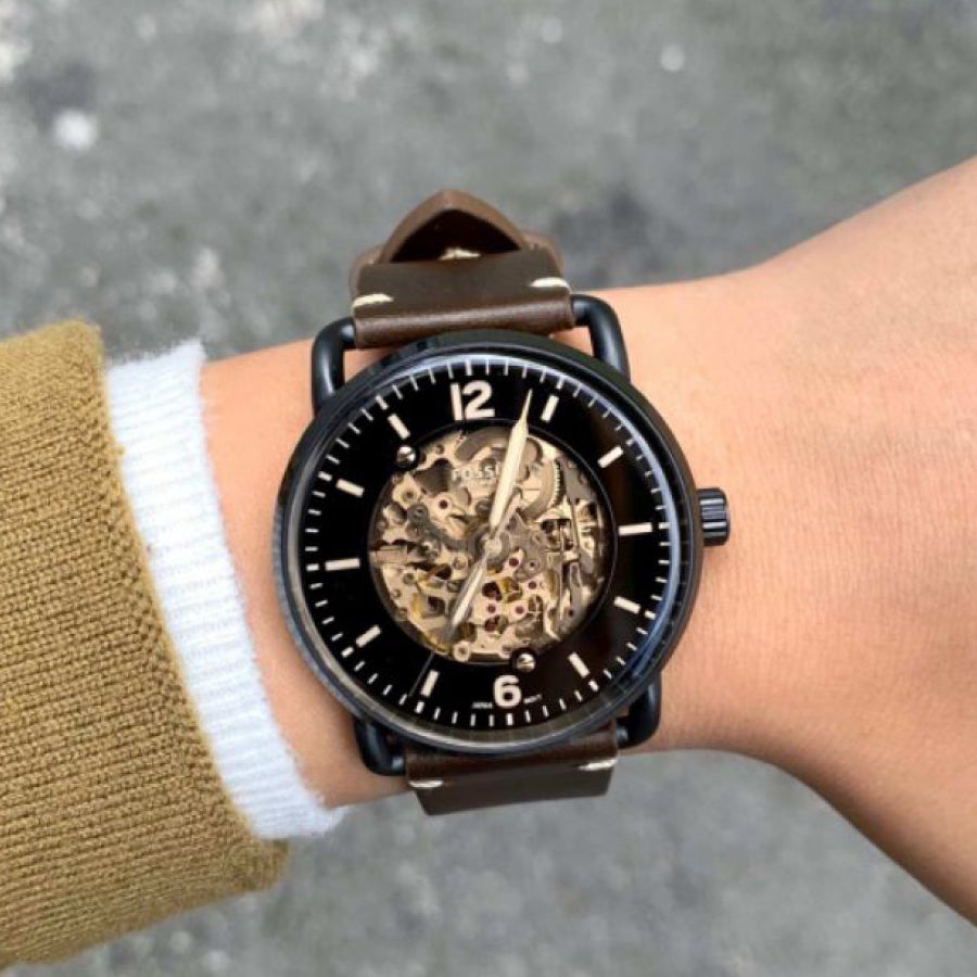 Fossil Commuter Automatic Black Dial Brown Leather Strap Watch for Men - ME3158 Buy Now By Fossil