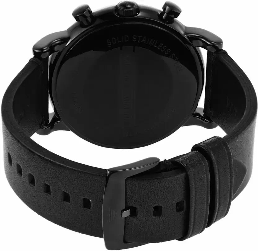 Emporio Armani Dress Chronograph Black Dial Black Leather Strap Watch For Men - AR1918 Buy Now By Emporio Armani
