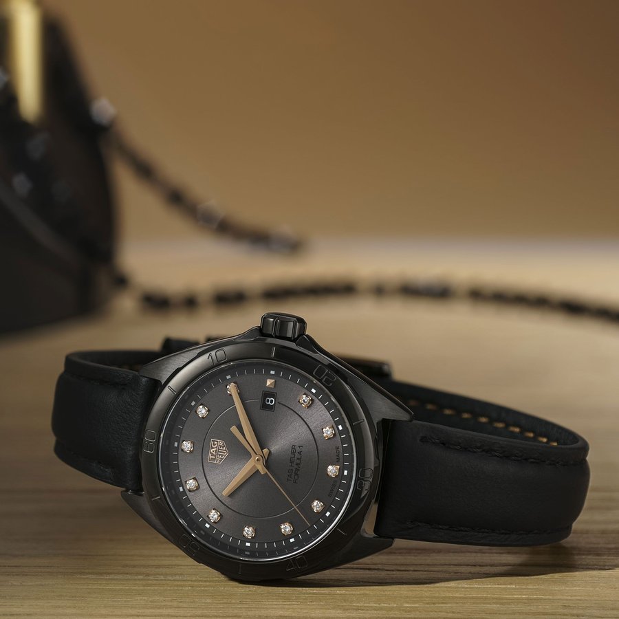 Tag Heuer Formula 1 Quartz Diamonds Black Dial Black Leather Strap Watch for Women - WBJ1317.FC8230 Buy Now By Tag Heuer
