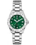 Tag Heuer Aquaracer Diamonds Emerald Green Dial Silver Steel Strap Watch for Women - WBD1316.BA0740 Buy Now By Tag Heuer